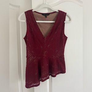 BCBG Asymmetrical burgundy blouse